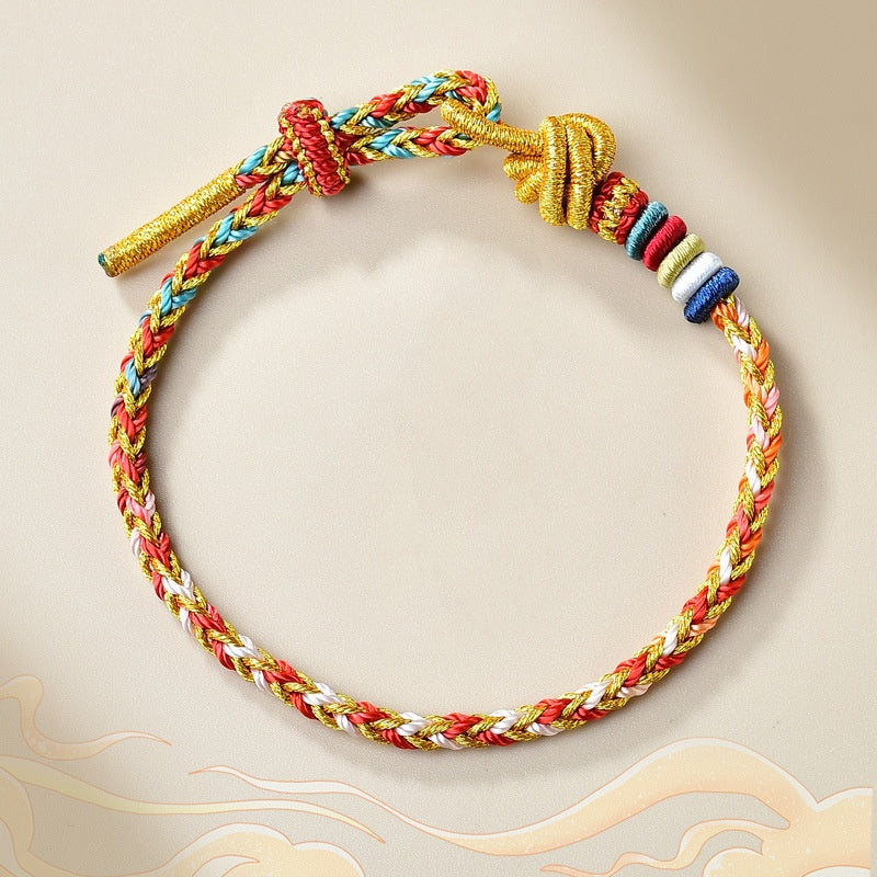 Nimara Ritual Handcrafted Colorful Gold Healing Braid Rope Bracelet