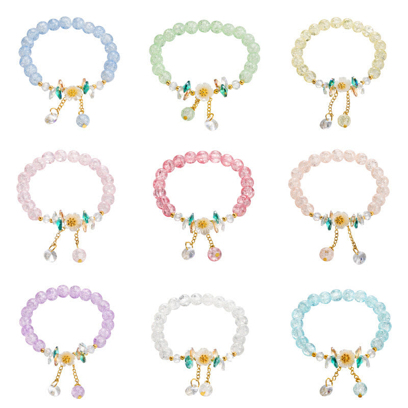 Nimara Ritual Simple Design Flower Charm Glass Bead Bracelet