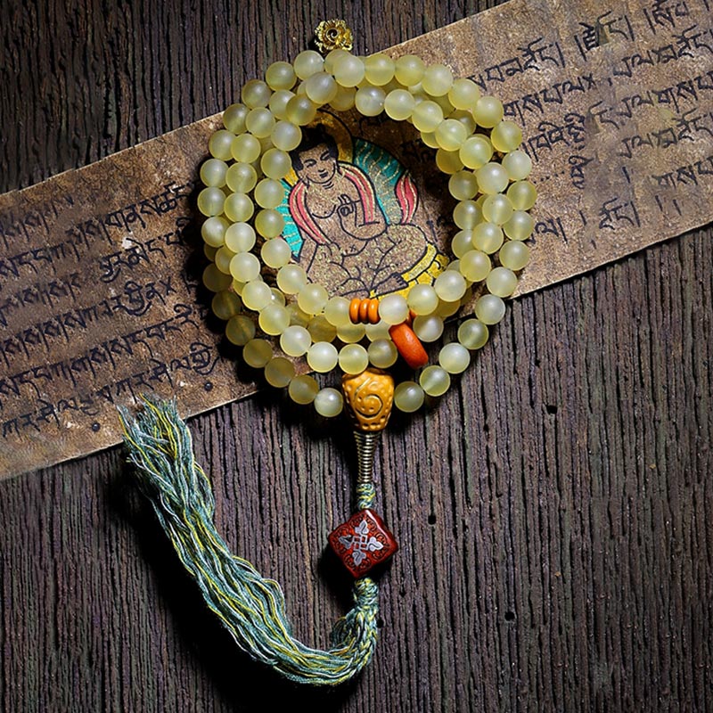 Nimara Ritual 108 Mala Beads Tibet Sheep Horn Amber Luck Bracelet