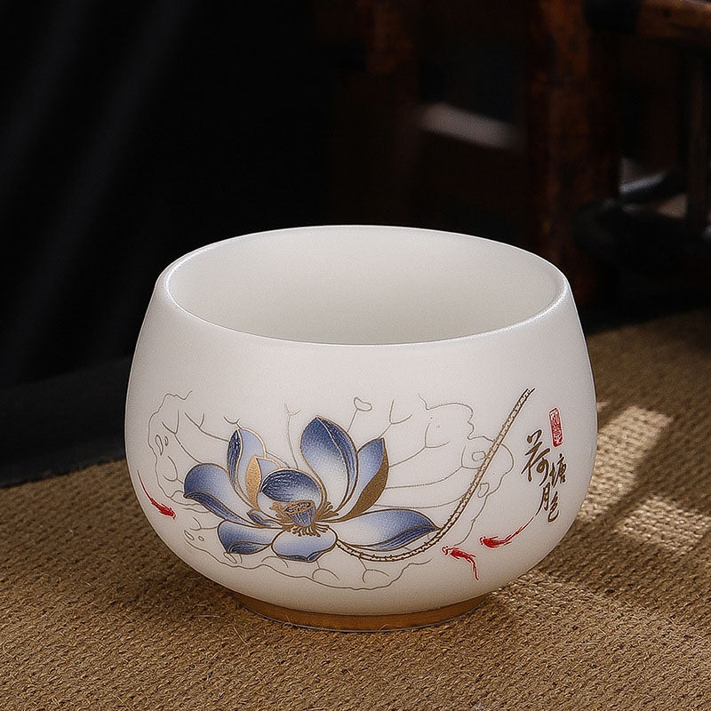 Nimara Ritual Dragon Cicada Bamboo Deer Crane Lotus Plum Flower Ceramic Teacup Kung Fu Tea Cup Bowl 185ml