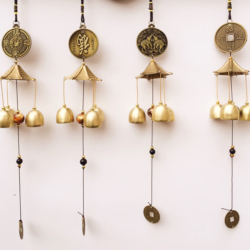 Nimara Ritual Blessing Letter Elephant Bagua Auspicious Coin Wall Hanging Chime Bell Handmade Home Decoration