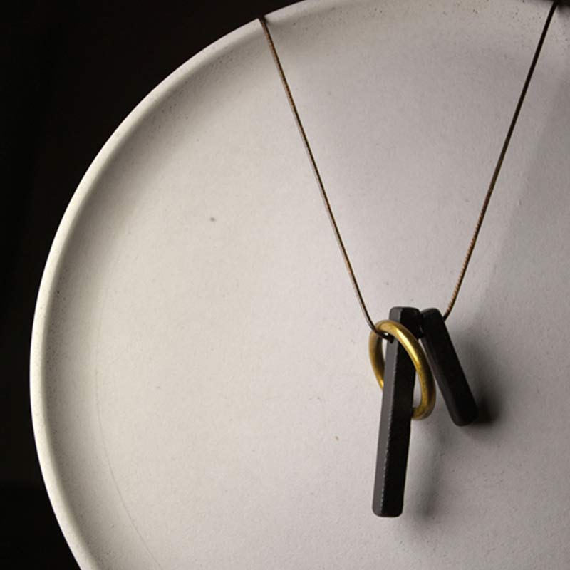 Nimara Ritual Zen Circle Ebony Wood Enlightenment Necklace Pendant