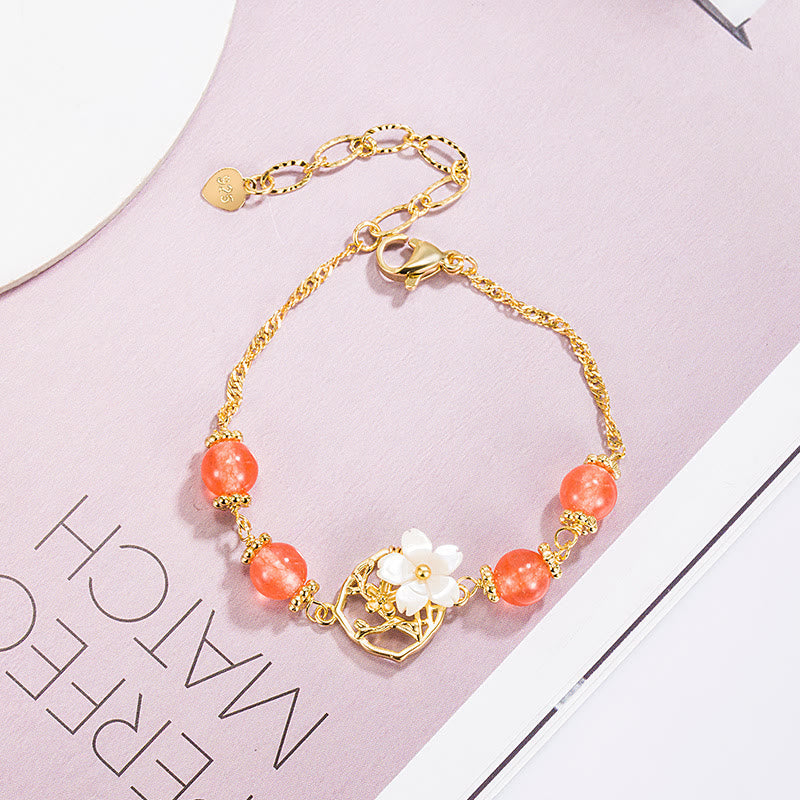 Nimara Ritual Red Agate Tridacna Stone Flower Confidence Bracelet