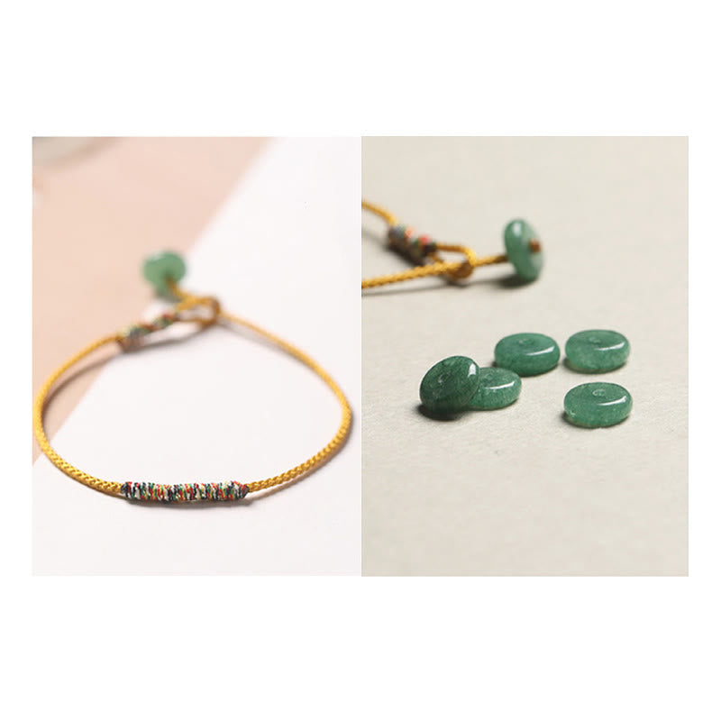Nimara Ritual Tibetan Handmade Green Aventurine Luck Protection Braided Rope Bracelet