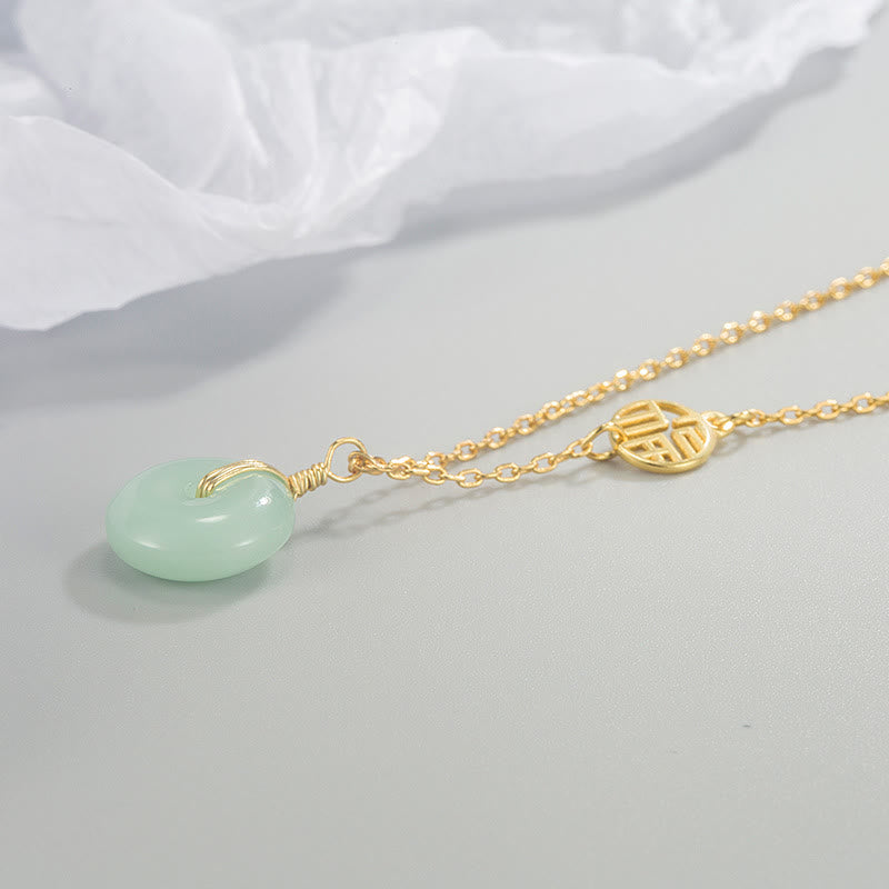 Nimara Ritual Jade Fu Character Copper Coin Peace Buckle Abundance Necklace Pendant