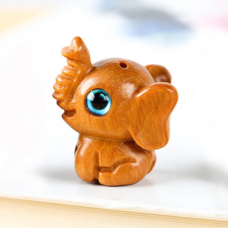 Nimara Ritual Sandalwood Small Leaf Red Sandalwood Green Sandalwood Lucky Mini Elephant Carved Protection Decoration