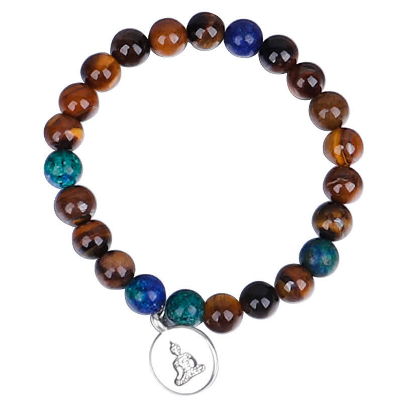 Nimara Ritual 108 Mala Beads Tiger Eye Buddha Strength Bracelet Tassel Necklace Pendant