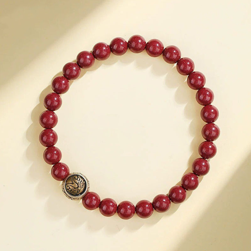 Nimara Ritual 925 Sterling Silver Natural Cinnabar Four Beasts Blessing Bracelet