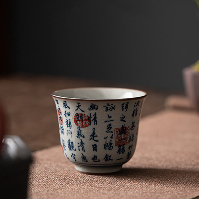 Nimara Ritual Mountain Landscape Lotus Orchid Pavilion Gathering Ceramic Teacup Kung Fu Tea Cup