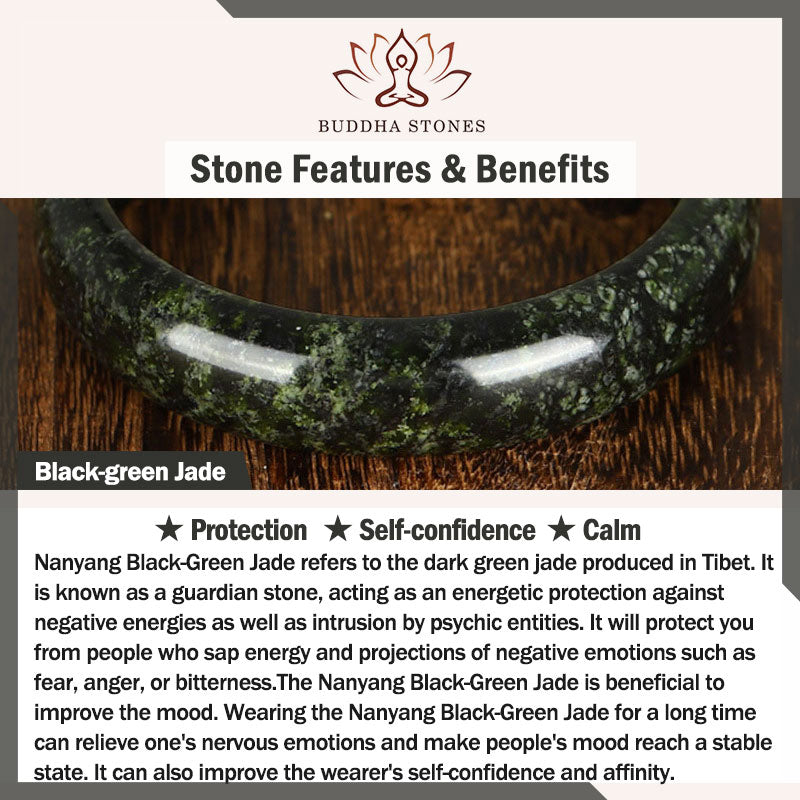 Nimara Ritual Tibetan Nanyang Black-Green Jade PiXiu Peace Buckle Protection Necklace Pendant