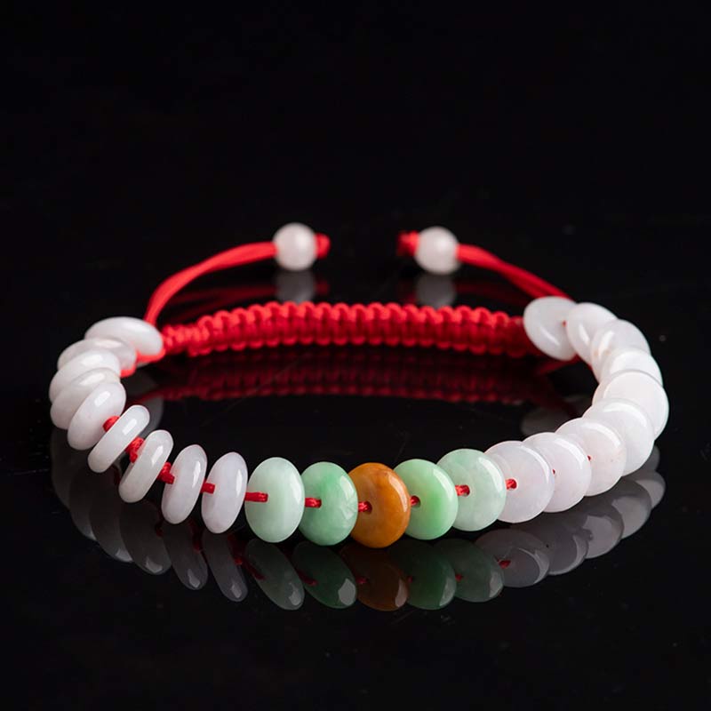 Nimara Ritual Round Jade Lucky Red String Weave Bracelet