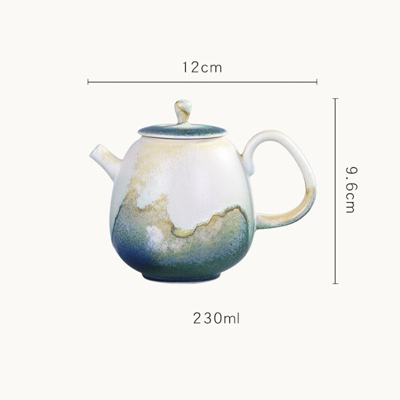 Nimara Ritual Green Beige Chinese Gongfu Tea Ceramic Kung Fu Teapot 230ml