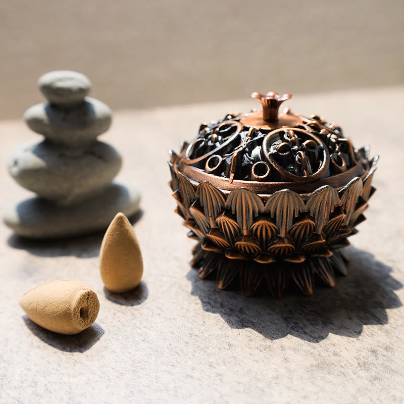 Nimara Ritual Tibetan Lotus Shaped Purify Incense Burner