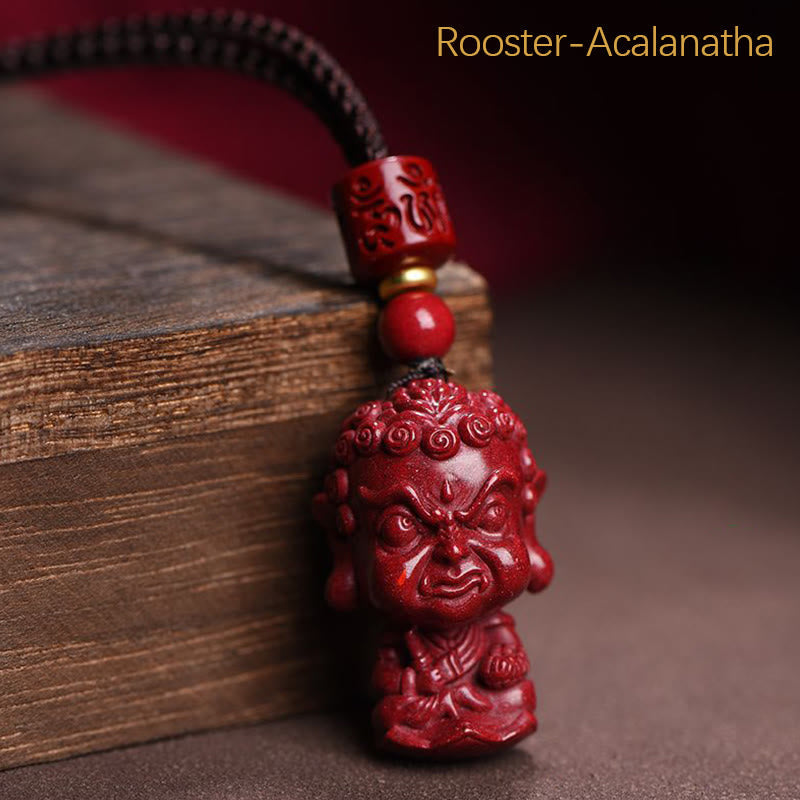 Nimara Ritual Chinese Zodiac Natal Buddha Natural Cinnabar Amulet Keep Away Evil Spirits Necklace Pendant