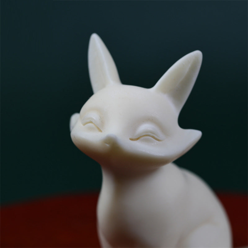 Nimara Ritual Mini Nine Tailed Fox Ivory Fruit Protection Home Decoration