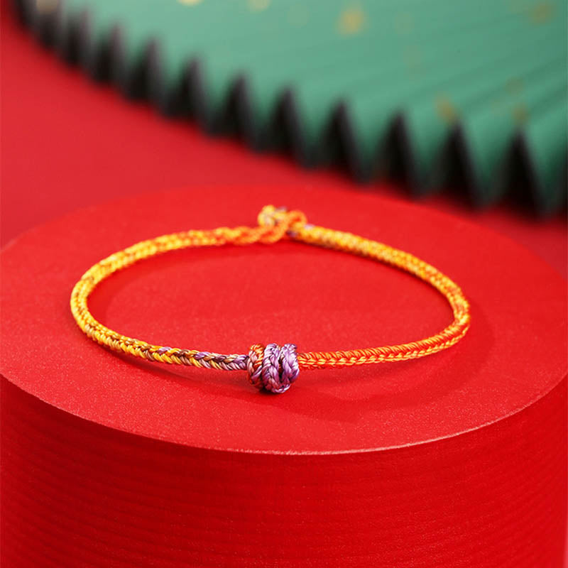 Nimara Ritual Handcrafted Colorful Purple Gold Red Braid Rope Bracelet