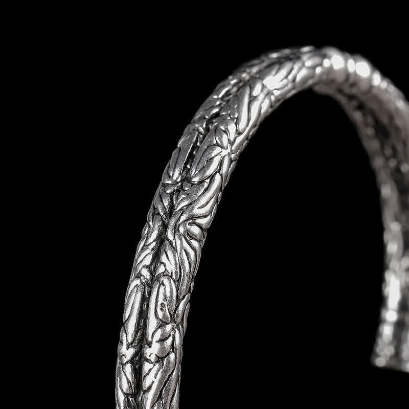 Nimara Ritual Flower Dragon Pattern Engraved Balance Cuff Bracelet Bangle