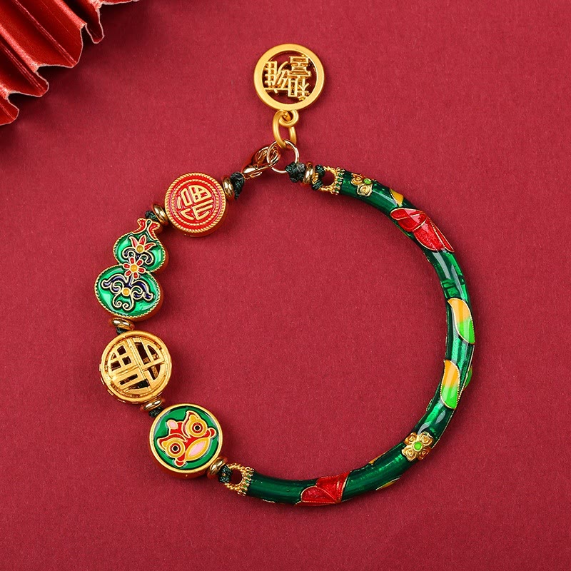 Nimara Ritual Tibetan Gourd Fortune Happiness Lion Wealth Luck Bracelet