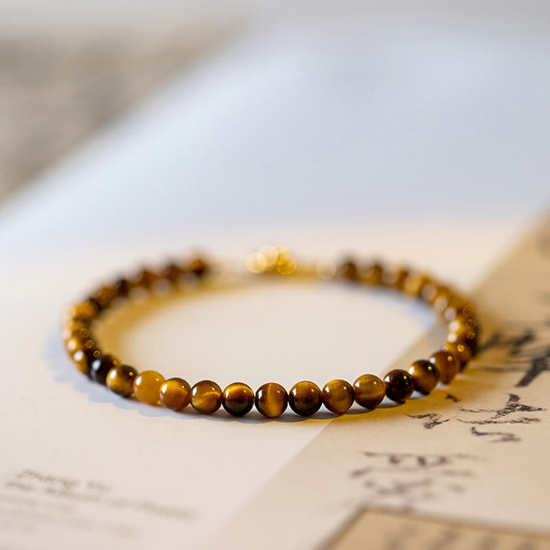 Nimara Ritual 14K Gold Plated Natural Tiger Eye Stone Courage Protection Bracelet