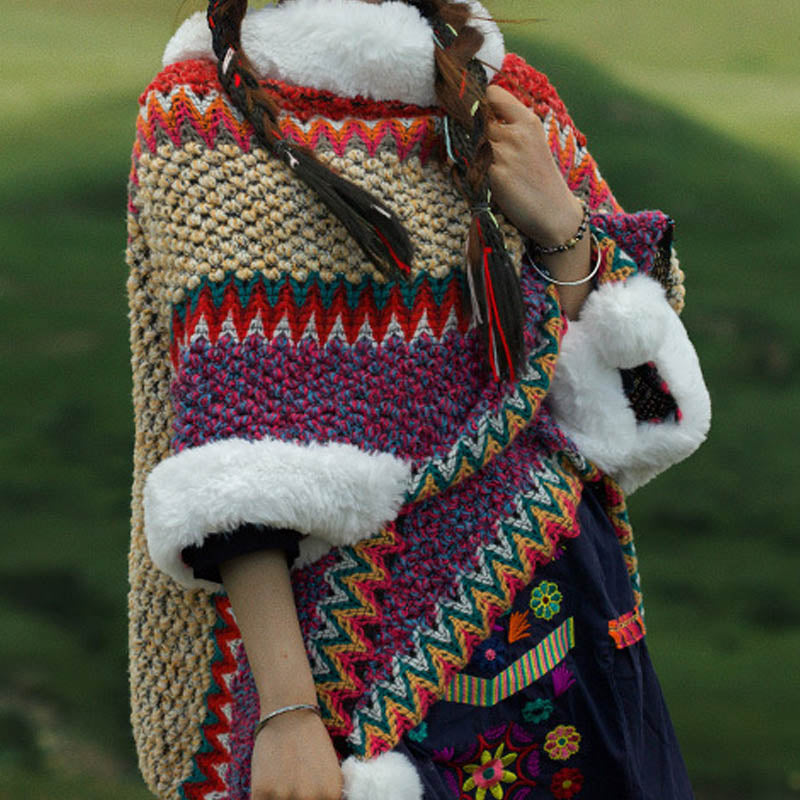 Nimara Ritual Tibetan Multicolored Striped Shawl Winter Cozy Travel Scarf Wrap