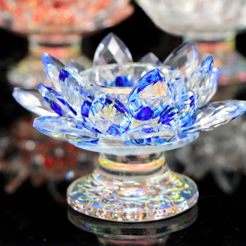 Nimara Ritual Lotus Flower Crystal Candle Holder Home Office Offering Decoration