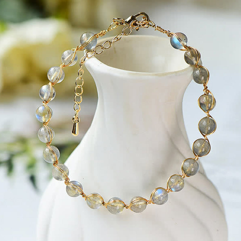 Nimara Ritual Natural Moonstone 14K Gold Plated Healing Positive Bracelet