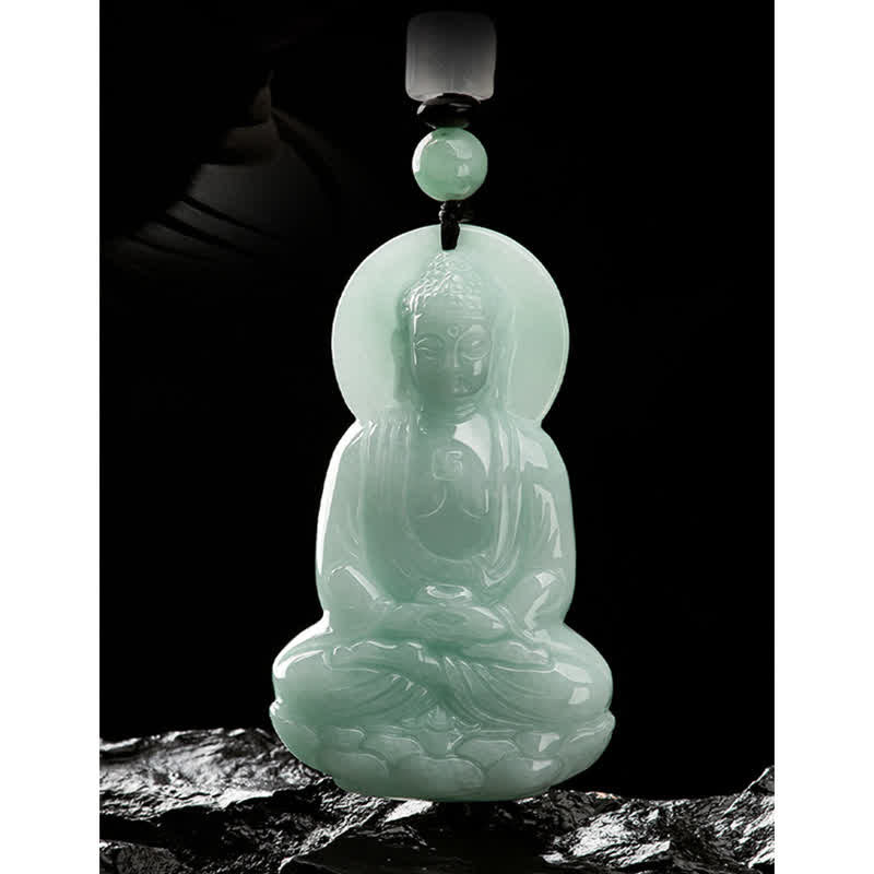 Nimara Ritual Amitabha Buddha Jade Amulet Compassion String Necklace