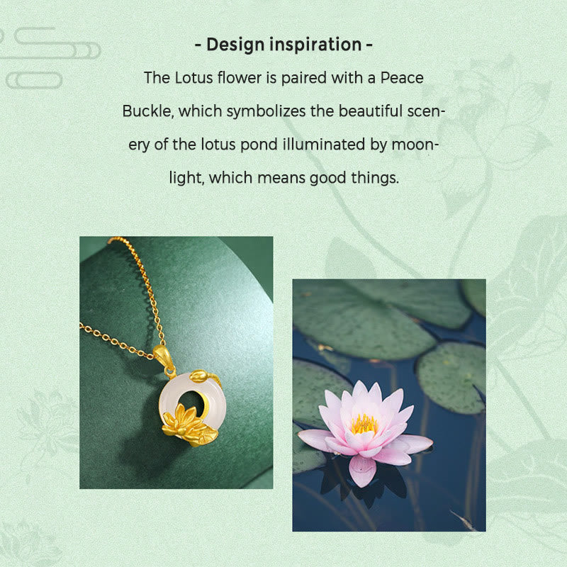 Nimara Ritual Natural White Chalcedony Peace Buckle Lotus Pendant S925 Sterling Silver Necklace