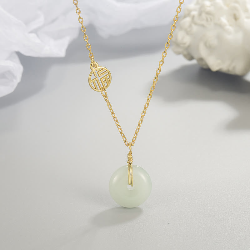 Nimara Ritual Jade Fu Character Copper Coin Peace Buckle Abundance Necklace Pendant