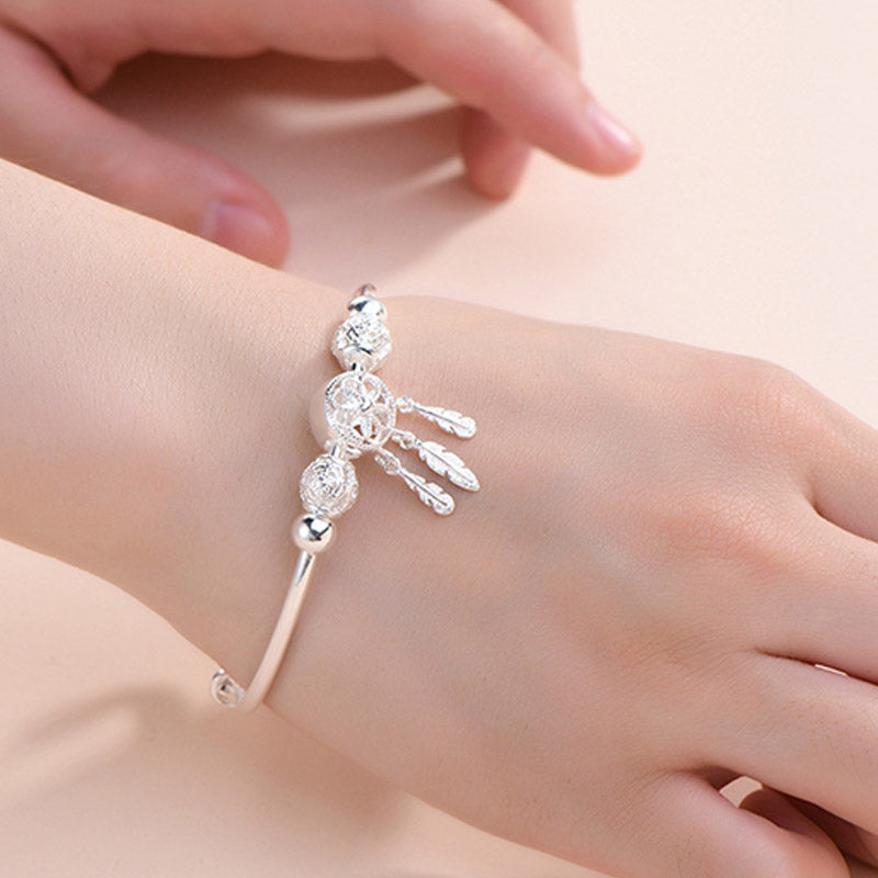 Nimara Ritual Tibetan White Copper Blessing Dream Catcher Charm Bracelet