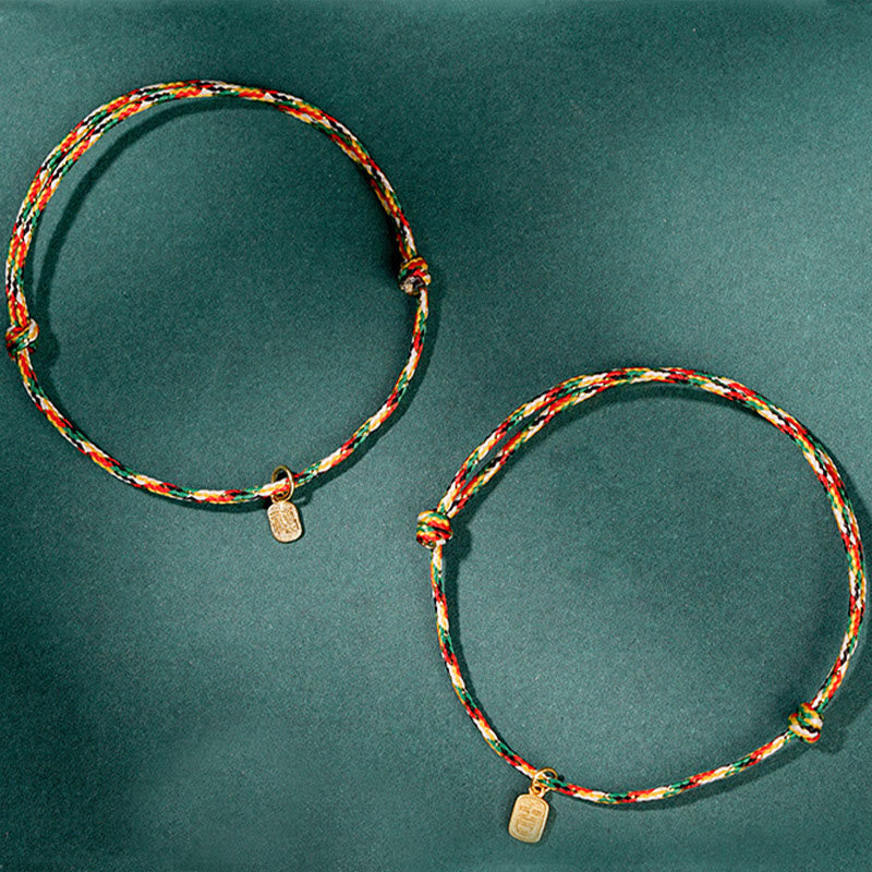 Nimara Ritual Auspicious Fu Character Peace And Joy Luck Handmade Multicolored Child Adult Bracelet