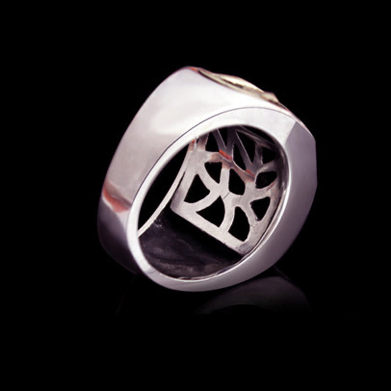 Nimara Ritual 925 Sterling Silver Sanskrit Design Carved Protection Adjustable Ring