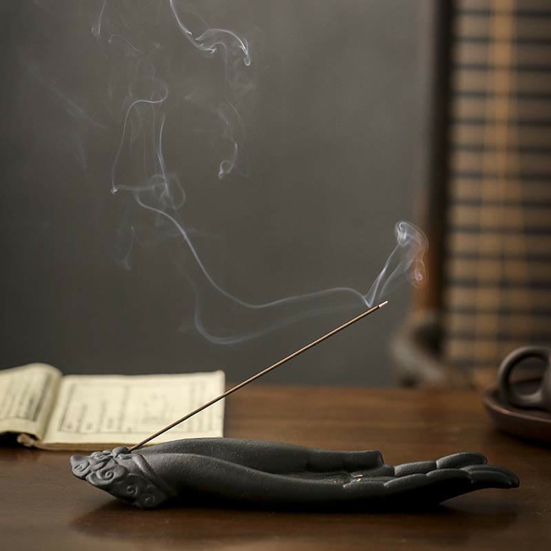 Nimara Ritual Buddha Hand Ceramic Auspicious Clouds Blessing Incense Burner