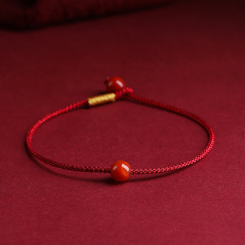 Nimara Ritual Natural Cinnabar Red Agate Blessing Red String Bracelet