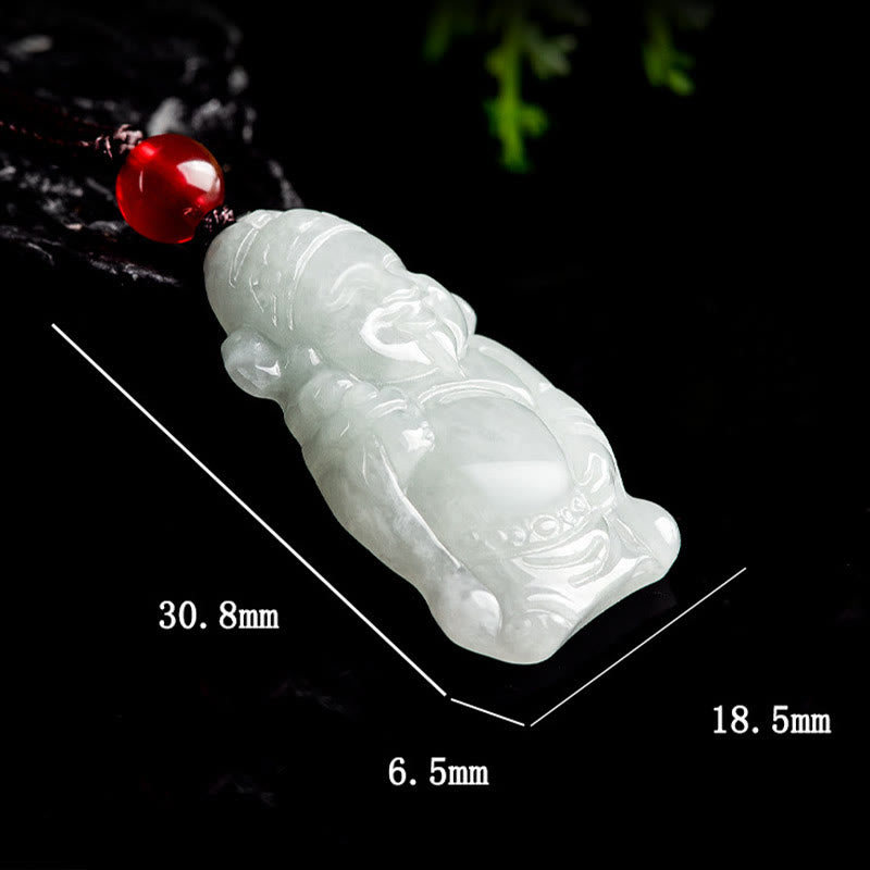 Nimara Ritual Natural Jade Chinese God of Wealth Caishen Ingot Luck Necklace Pendant