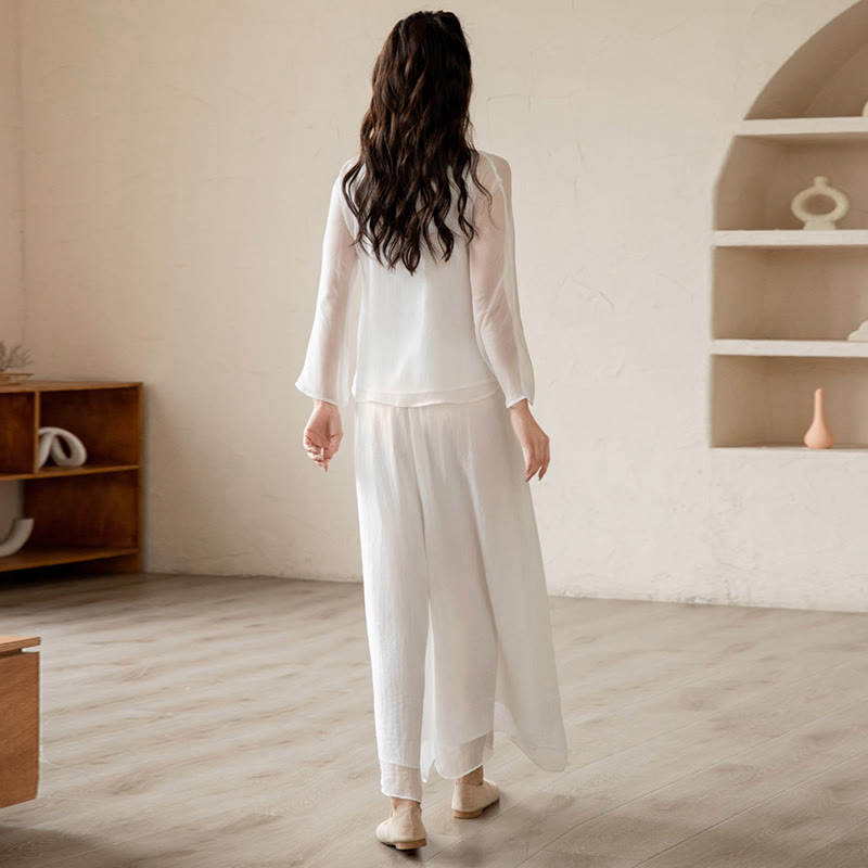 Nimara Ritual Retro Prayer Zen Spiritual Meditation Practice Chiffon Clothing Women's Set