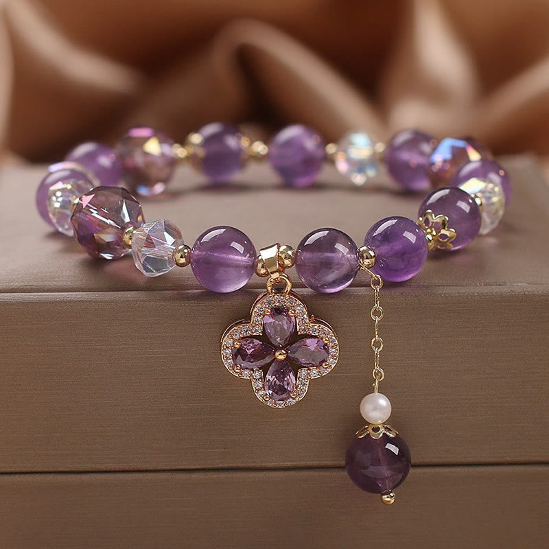 Nimara Ritual "All the best for Calm and Wisdom" Amethyst Flower Bracelet Includes Gift Message Card