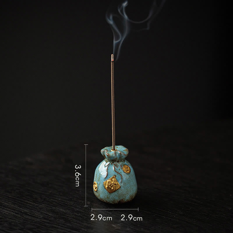 Nimara Ritual Small Treasure Bowl Lucky Bag Bagua Tray Healing Ceramic Stick Incense Burner Decoration
