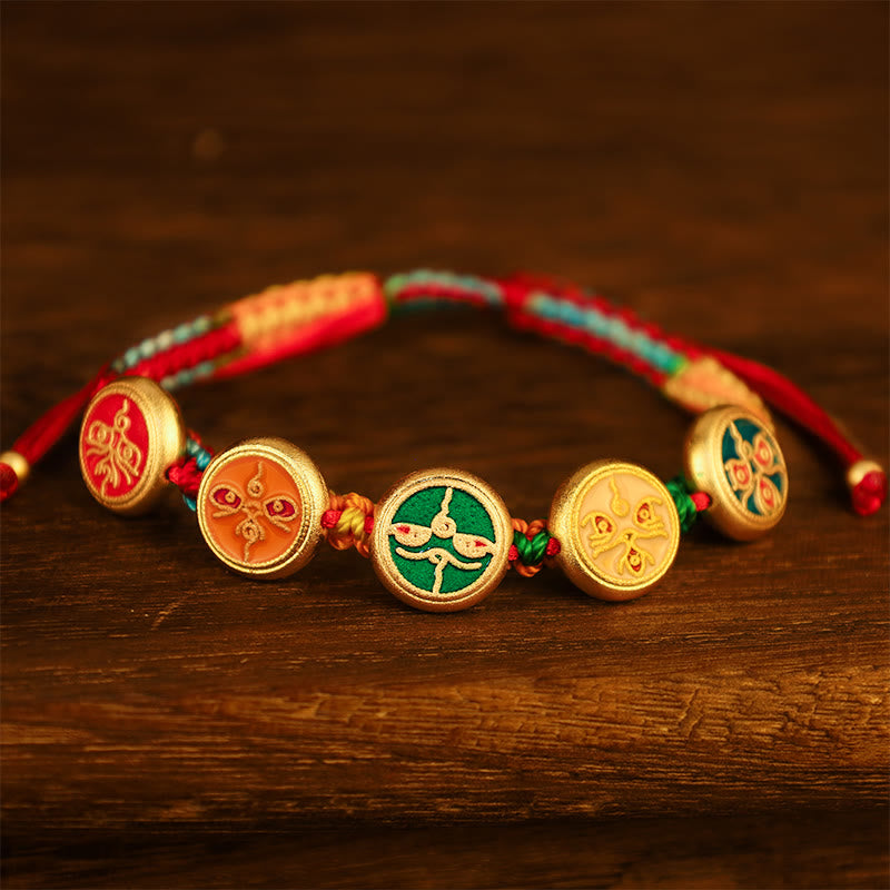 Nimara Ritual Tibetan Five God Of Wealth Colorful Rope Braided Luck Bracelet