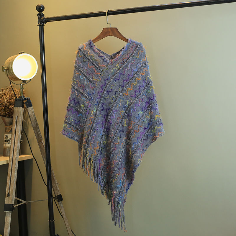 Nimara Ritual Tibetan Colorful Striped Shawl Tassels Pullover Winter Cozy Travel Scarf Wrap