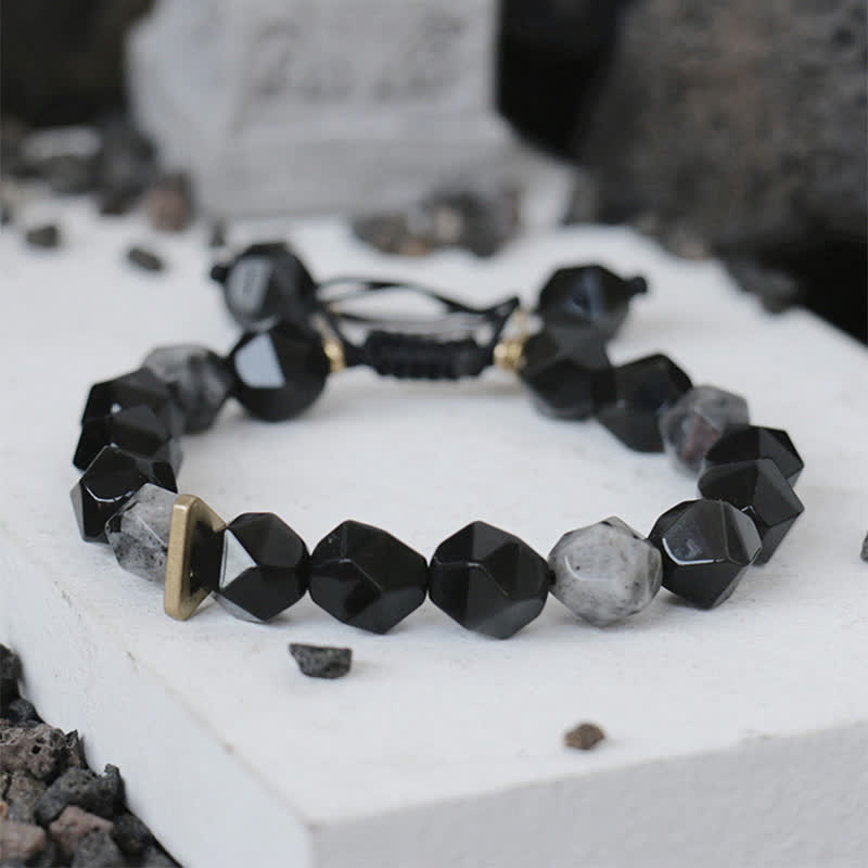 Nimara Ritual Black Obsidian Black Glitter Stone Purification Bracelet