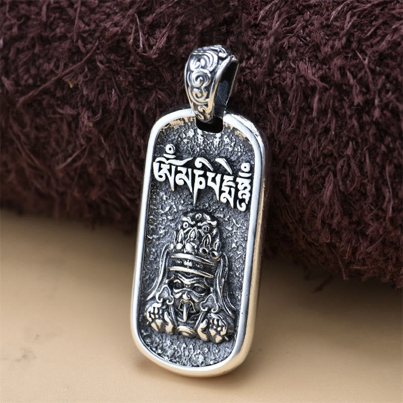 Nimara Ritual 925 Sterling Silver Zakiram Goddess of Wealth Om Mani Padme Hum Peace Necklace Pendant