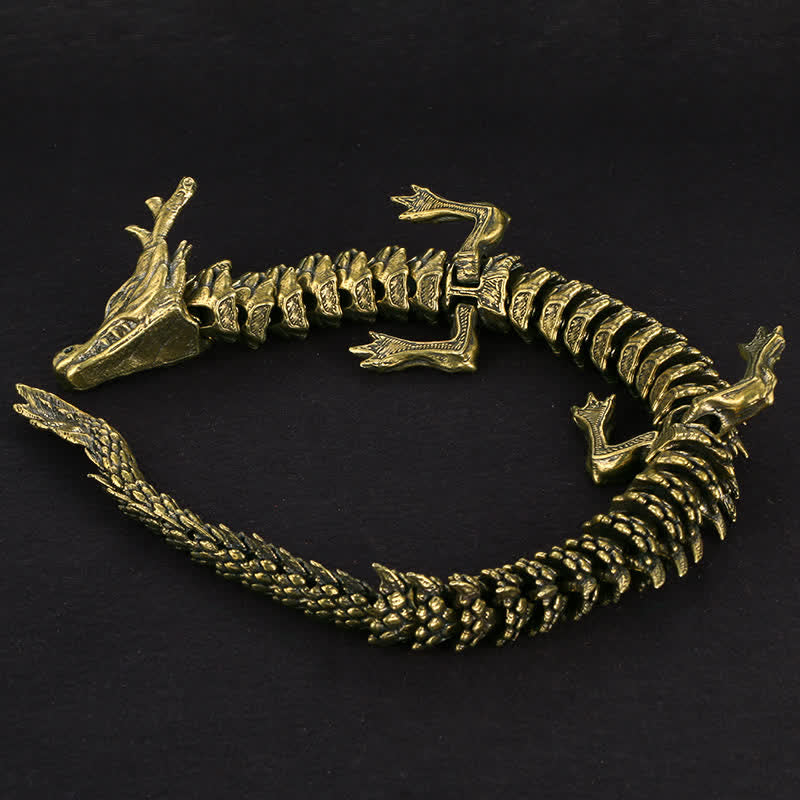 Nimara Ritual Brass Copper Dragon Wealth Luck Protection Statue Figurine Home Decoration