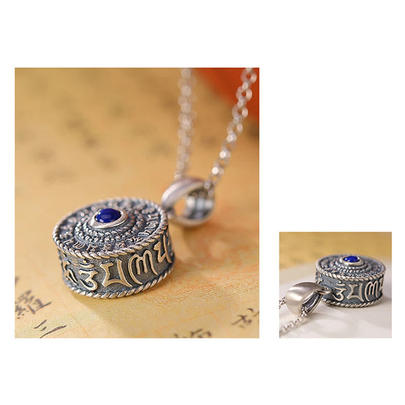 Nimara Ritual 925 Sterling Silver Om Mani Padme Hum Lazurite Love Peace Necklace Pendant