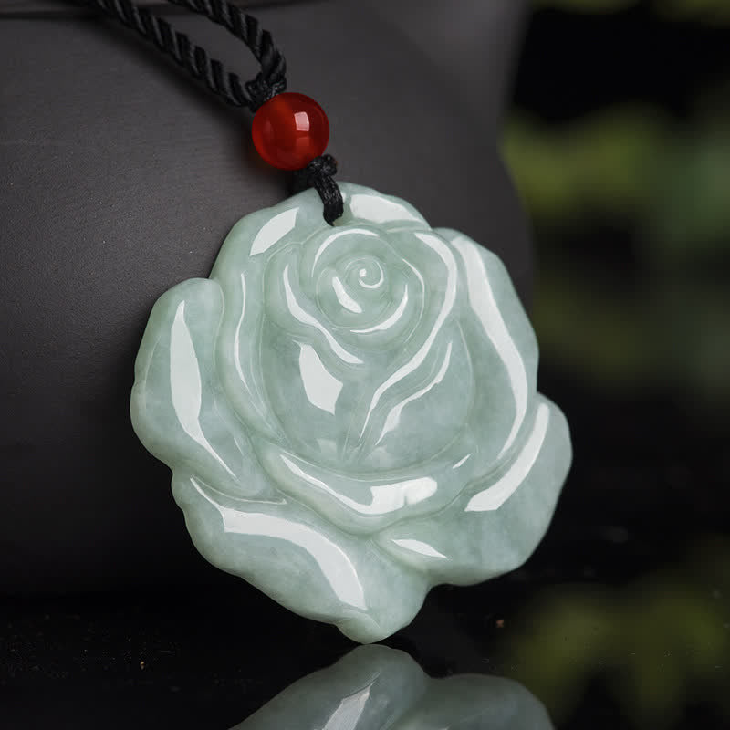 Nimara Ritual Lotus Pattern Jade Abundance Prosperity Necklace String Pendant