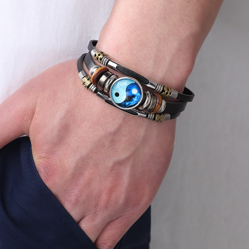 Nimara Ritual Yin Yang Leather Balance Bracelet