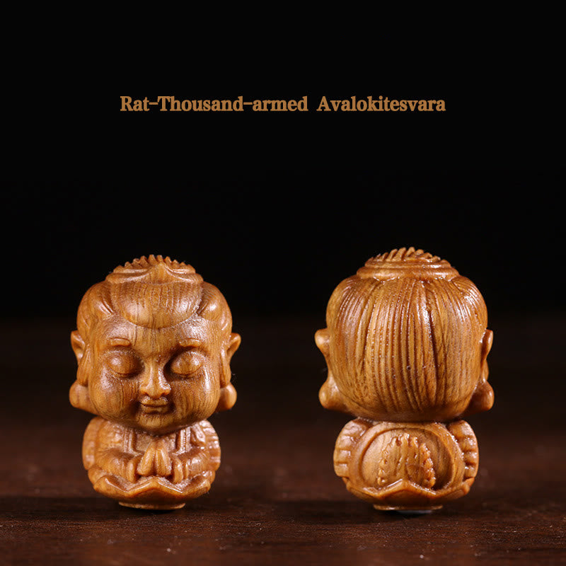 Nimara Ritual Chinese Zodiac Natal Buddha Green Sandalwood Lotus Engraved Positive Home Decoration