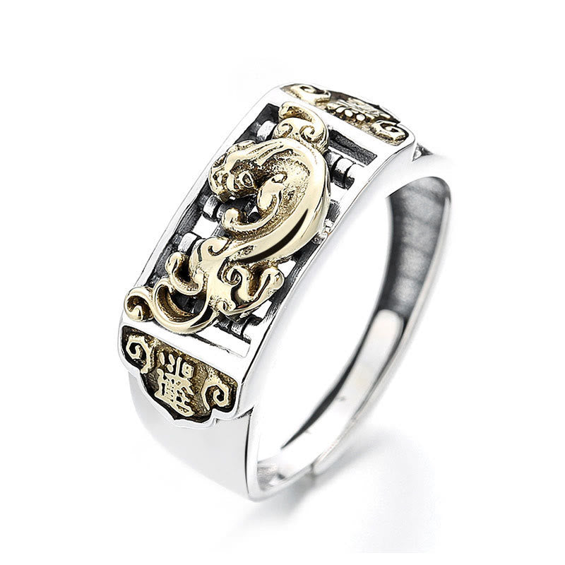 Nimara Ritual 925 Sterling Silver PiXiu Luck Wealth Adjustable Ring