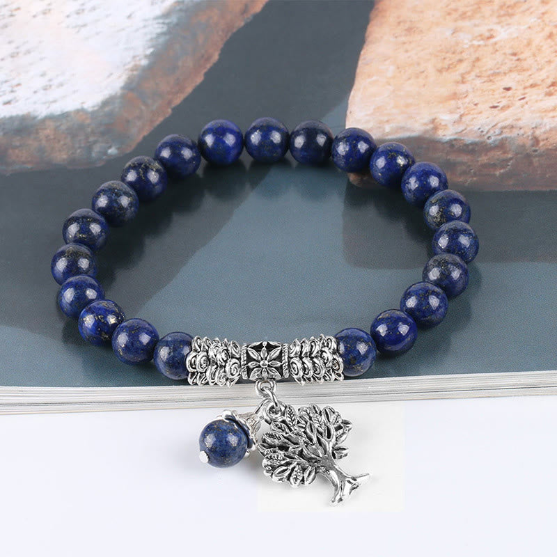 Nimara Ritual Natural Gemstone Tree of Life Lucky Charm Stretch Bracelet