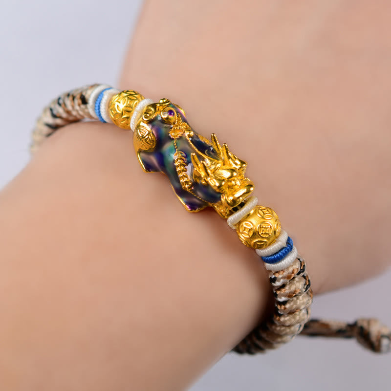 Nimara Ritual Feng Shui PiXiu Color Change Copper Coin Beads Wealth String Bracelet